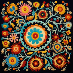 Central Asian Suzani embroidery as part of a cultural display