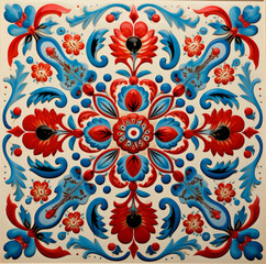 Symmetrical aspects of Suzani patterns by capturing a perfectly symmetrical arrangement of the textile