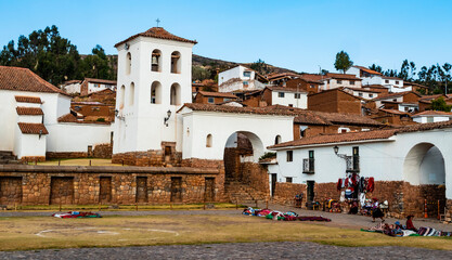 Amazing architectures of Chinchero old town, with traditional ethnic market in the main square, sacred valley near Cusco, Peru
- 708716945