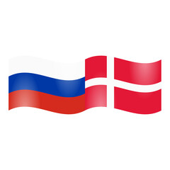 National flag of Russia and Denmark