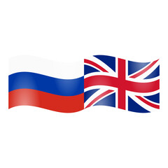 National flag of Russia and United Kingdom
