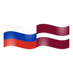 National flag of Russia and Latvia