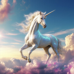 Obraz na płótnie Canvas Beautiful horse unicorn mythology cute animal full of colors 