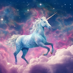 Obraz na płótnie Canvas Beautiful horse unicorn mythology cute animal full of colors 