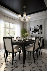 Black and White Modern Dining Room