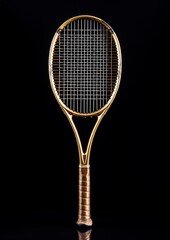 golden tennis racket isolated