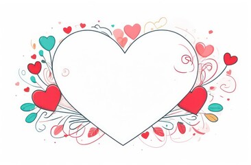 Valentine's Day card. On a pure white background, a minimalist volumetric heart with space for text and small hearts