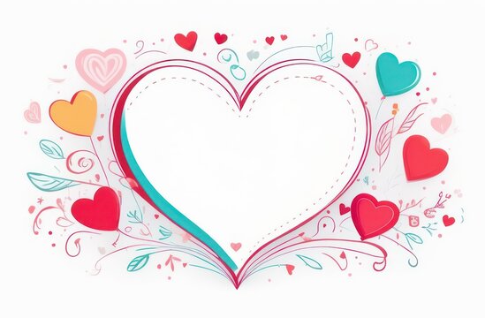 Romantic valentine for a schoolchild on a white background, one transparent heart with small multi-colored