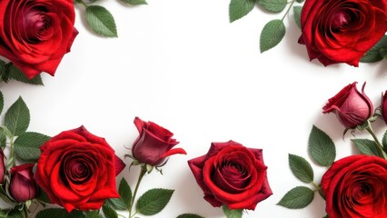 A lot of beautiful red roses. Beautiful festive background with place for text.