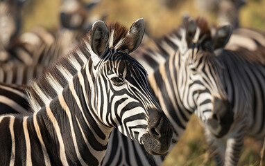 Fototapeta premium Close up head of zebra .Generative AI