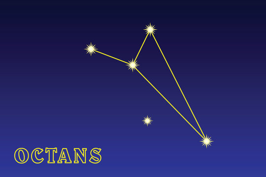 Constellation Octans. Illustration of the constellation Octant. A small and very dim constellation of the southern hemisphere of the sky, including the South Pole of the world