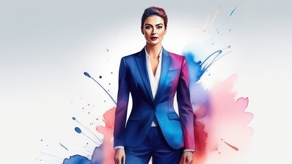 Obraz premium Beautiful girl with colored hair on a light background