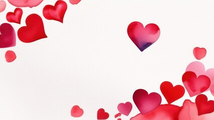 Red hearts on a light background. Beautiful festive background with place for text.