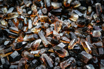 Smoky quartz as a background. Mineral exchange. 