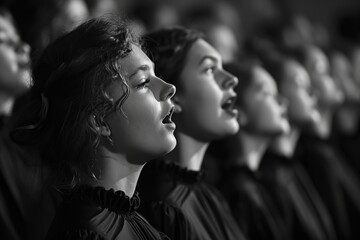 A choir performing choral renditions of popular songs at music party , offering a harmonious and unique musical interpretation, Generative Ai 