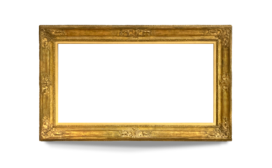 The ornate border and golden accents add sophistication to any blank wall