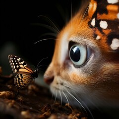 Curious car and Butterfly, touching noses