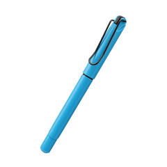 Ballpoint pen isolated on transparent background, elegant pen in blue. Png Isolated background.