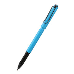Ballpoint pen isolated on transparent background, elegant pen in blue. Png Isolated background.