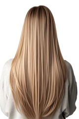 Naklejka premium young woman with long silky straight blonde hair isolated on white background