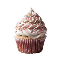 White background White Frosting Cupcake 