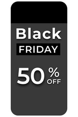 black friday discount label on transparent background