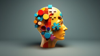 A puzzle head symbolizing Neurodiversity. 3d rendering