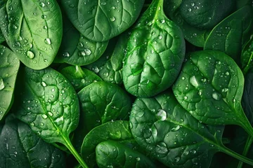 Fotobehang Fresh Spinach Leaves Background © paul