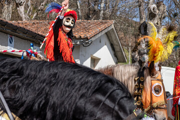 traditional carnival masks from Salzeda de Caselas, Ranchos and Cabaleiros. Galicia, Spain