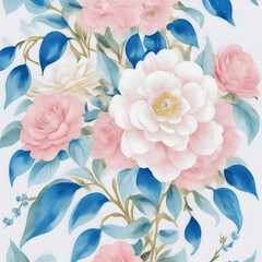 Blushing Bouquet: Soft Pink Floral Watercolor Pattern
