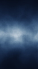 Dark blue foggy smoke with glowing light vertical illustration. Copy space.