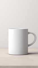 Obraz premium A white mug on a wooden table. Generative AI.