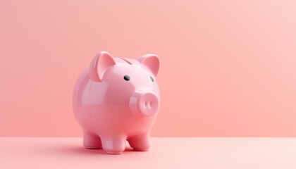  piggy bank on a pink background. Generative AI.