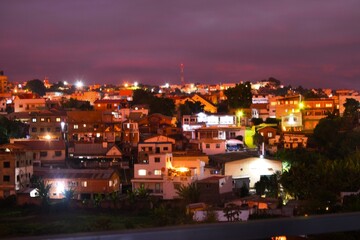 Fototapeta na wymiar Skyline of Cite Analamahitsy, Antananarivo, Madagascar at night.