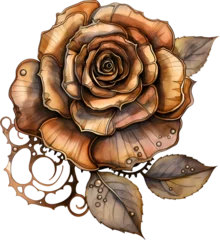Fotobehang Steampunk Rose Flower Watercolor Clipart © PIRANIO CLIPART