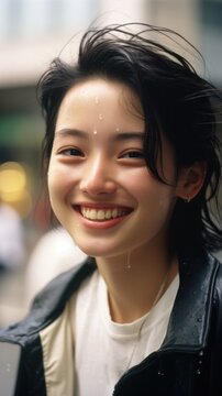 A woman smiling. Generative AI.