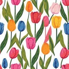 Obraz premium Children's Playful Tulip Pattern: Seamless and Whimsical