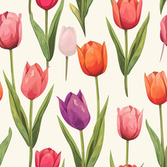Obraz premium Children's Playful Tulip Pattern: Seamless and Whimsical
