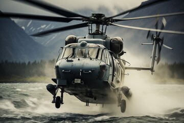 military helicopter in action