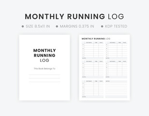 Monthly Running Tracking Log Sheet Printable Template 