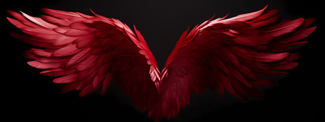 Obraz premium Crimson Ascent: The Heart's Winged Journey