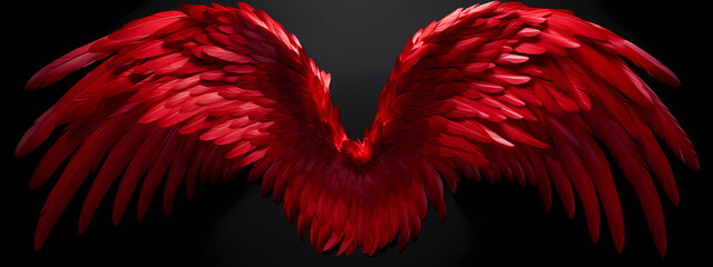 Obraz premium Crimson Ascent: The Heart's Winged Journey