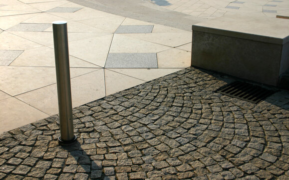 pavement with poller in the city