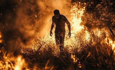 Fototapeta premium man in fire