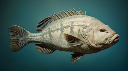Obraz premium a close up of a fish in a body of water with a blue back ground and a light blue back ground with a light blue back ground and a dark blue back ground.