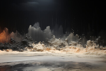 Abstract Coastal Fury A Close-Up of Tumultuous Sands, Spray-Paint Dynamic, Layered Fibrous Textures, Dark Tonalist Expressions Wallpaper Background