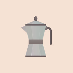 Coffee kettle vector illustration, hot drink, coffee lovers, teapot, retro metal coffee kettle, geyser coffee kettle.