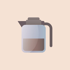 Vector illustration of kettle for brewing coffee, coffee lovers, teapot, glass coffee kettle retro, kitchen utensil for coffee.