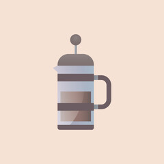 Vector illustration of kettle for brewing coffee, coffee lovers, teapot, glass coffee kettle retro, kitchen utensil for coffee.
