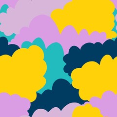 Cartoon retro doodle seamless clouds pattern for wrapping paper and fabrics and kids print and festive packaging